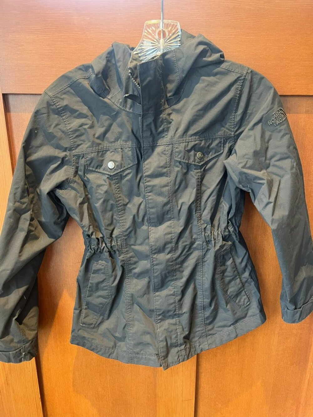The North Face DryVent Jacket Girls Olive Green Excellent Hooded Utility M 10/12